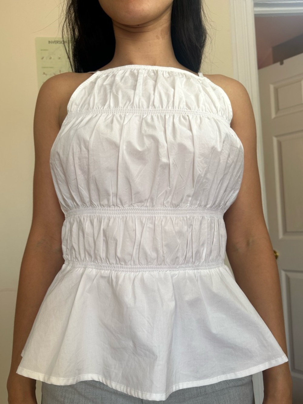 MICHAEL Michael Kors White Smocked Halter Top